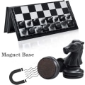 Miniatyrbilde 2 av 5: Deluxe sammenleggbart sjakkspill, magnetisk sjakkbrett med sjakkbrikker, svart-hvitt magnetisk sjakk for barn og voksne
