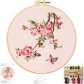 Miniatyrbild 1 av 5: Broderikit komplett med korsstygnsduk, broderiram, broderinål och broderitråd, instruktioner, hantverk för vuxna, broderikit för nybörjare