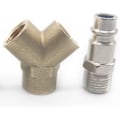 Miniatyrbilde 4 av 5: Trykkluftfordeler, trykkluftkobling, trykkluftbryter, med to 1/4 tommers gjengede koblinger, i rustfritt messing