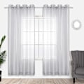 Miniatyrbilde 1 av 5: Sølv tyllgardiner med maljer for stue luksus elegant lysegrå sølvgardiner soverom festbakgrunn 132 x 213 cm lange 2 stk