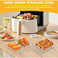 Miniatyrbilde 3 av 5: 304 Rustfritt Stål Airfryer Tilbehør, Dobbeltlags Multifunksjonell Rist med Grillspyd Kompatibel med Ninja Foodi AF300EU / AF400EU, Airfryer Tilbehør