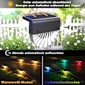 Miniatyrbild 3 av 5: Solcellsbelysning för utomhusbruk, LED-vägglampa för utomhusbruk, 8-pack varmt vitt + RGB-färg, solcellslampor för staket, staket, terrass