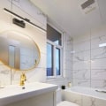 Miniatyrbillede 2 af 5: LED-badeværelsesspejlslampe 50 cm, 12 W, IP44 vandtæt badeværelsesvæglampe 180° drejelig, moderne badeværelsesspejlslampe, varmt hvidt 3000K, sort [Ener
