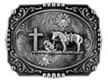 Cowboy Knäböjande Bön Och Häst Design Bältespännen