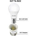Miniatyrbilde 2 av 5: E27 til B22 Adapter for LED-pærer og halogenpærer, E27-sokkelkonverter, maksimal effekt 200W, 0~250V, 120 graders varmebestandig, 5-pakning