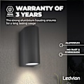 Pikkukuva 2 / 5: LED-ulkoseinävalaisin - Hiekanharmaa/Antrasiitti - Pyöreä - Kaksisuuntainen 2x GU10 ylös ja alas - Seinävalaisin - Säädettävä sädekulma - IP54
