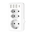Miniatyrbillede 1 af 3: USB stikdåse, 7 i 1 multistikdåse med 3 USB og 1 Type-C port, 3-vejs universal stikdåseadapter med USB oplader (2 Euro og 1 Schuko stikdåser) fo