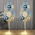 Miniatyrbilde 1 av 3: Ballongstativ med lyslenke, sett med 2 lyseblå ballongstativ, dekorasjon til bryllup, babyshower, bursdagsfest, utdrikningslag