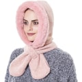 Miniatyrbild 1 av 4: Vintermössa för kvinnor varm huva halsduk mössa fleece mössor halsduk mask vinter balaclava pullover stickad skidmössa(rosa)
