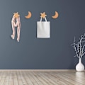 Pikkukuva 5 / 5: 4 kpl Patere Wood Wall, Seinäkoukut Lapsille, Seinätakki, Itsekiinnittyvät Seinäkoristekoukut Kaappiin, Keittiöön, Kylpyhuoneeseen, Makuuhuoneeseen - Tähdet ja Kuu -sh