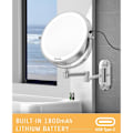 Miniatyrbild 4 av 5: Lysande väggmålning X10, LED-sminkspegel för vägg med 3 färglägen, 1x/10x USB-laddning, pekskärm, 360°