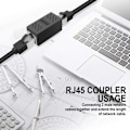 Miniatyrbilde 4 av 5: 2 rom RJ45-kontakt, Ethernet-adapter, Ethernet-kabel Skjøteadapter hun til hun, svart