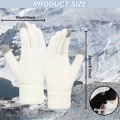 Miniatyrbilde 5 av 5: Dame Vinterhansker Touch Screen Termisk Ull Fleece Fôret Strikkede Hansker, Touch Screen Elastiske Mansjetter Teksting Termiske Hansker (Hvit)
