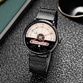 Miniatyrbillede 2 af 5: Herre Unik Fashion Stjerne Måne Koncept Quartz Analog Ur Kreativ Halv Roulette Tidsvisning Ur Rustfrit Stål Mesh Bælte Ur(sølv)