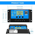 Miniatyrbild 2 av 5: 30A 12V/24V Intelligent PWM Solpanel Batteri Regulator Laddningskontroller med 5V Dubbel USB-port LCD-display för Bly-syra Batterier