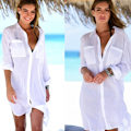 Miniatyrbillede 4 af 4: Kvinde badedragt skjorte strand bikini cover up badedragt badedragt kjole