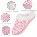 Miniatyrbild 3 av 5: Tofflor Dam Varma Minnesskum Anti-Slip Hemskor Bekväma Bomullstofflor Hem Sovrumsskor Inomhus och Utomhus (Rosa)