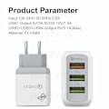 Miniatyrbilde 3 av 5: LED 3USB QC3.0 mobiltelefon hurtiglader lader multi-port ladehøve europeisk standard