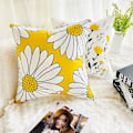 Miniatyrbilde 2 av 5: Utendørs putetrekk Gult sennep Blomster Daisy Hageputer Sett med 4 putetrekk Hjemmedekorativt for sofa Stue Utendørs Grå Flo