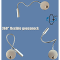 Miniatyrbillede 2 af 4: Dæmpbar Touch Wall Reading Lamp LED Hovedgærde Læselampe med USB-port og Afbryder, Fleksibel Svanehalslampe med Stik, 3W Wall Bedside Lamp fo