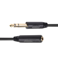 Miniatyrbillede 2 af 5: Audiokabel (1,8 m), universelt kontinuerligt kabel, sprøjtestøbt forgyldt hovedmixer/elguitar stereo stort 3-polet 6,35 han til hun forlænger