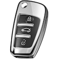 Pikkukuva 3 / 5: Audi A1 A3 A4 A6 Q3 Q5 Q7 S3 TTs -autoavaimen yhteensopiva TPU-silikon nahkakuori (hopea)