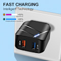 Miniatyrbilde 5 av 5: Dobbel USB QC3.0+2.1A Multi-port Rask Lading Mobiltelefonlader Dobbel Port Europeisk Standard