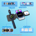 Miniatyrbilde 3 av 3: 3-i-1 Foldbar Trådløs Lader, Magnetisk Kompatibel med iPhone 14/13/12/SE/11/XS/8, Apple Watch og AirPods (Svart)