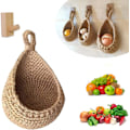 Miniatyrbilde 1 av 5: Veggkurv i jute, håndvevd, dråpeformet, til oppheng på vegg (21*21*28 cm)
