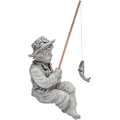 Miniatyrbilde 4 av 5: Design Frédéric le Petit Pêcheur d'Avignon Fiskerstatue for hage, 14cm, polyresin, to steinfarger