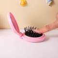 Miniatyrbillede 4 af 5: 2 stk. (Pink) Hårbørste med spejl, sammenklappelig rund rejsekam Mini hårbørste lommespejl hårbørste til kvinder piger