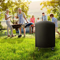 Miniatyrbillede 4 af 4: Trækulgrilldækken i træ, vandtæt og robust udendørs røgdækken, rundt grilldækken, egnet til de fleste trækulgrill - 27,5 x 27,5 tommer