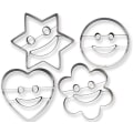 Miniatyrbilde 4 av 5: Kjeksformer, sett med 4 - For baking moro - Emoji, Smiley, Hjerte og Stjerneformer - Rustfritt stål