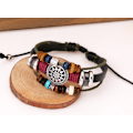 Miniatyrbillede 3 af 5: (Noir) Personligt justerbart armbånd i ko-læder, vintage design, jule-, ferie- eller fødselsdagsgave, elegant perlearmbånd i læder