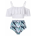 Miniatyrbild 2 av 4: Hög midja volang bikini set, magkontroll baddräkter M