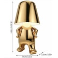 Miniatyrbillede 2 af 5: Thinker Lille Gyldne Bordlampe Resin Genopladelig Bordlampe til Soveværelse