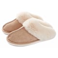 Miniatyrbillede 1 af 5: Kvinders hjemmesko med memory foam, bløde og varme hjemmesko med slip-on, skridsikre, komfortable plys til indendørs og udendørs brug (khaki farve)