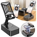 Miniatyrbild 3 av 5: 2-i-1 trådlös Bluetooth-högtalare med telefonhållare, HD-surroundljud Bluetooth-högtalare Svart