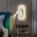Miniatyrbillede 3 af 5: LED væglampe, sengelampe med kontakt, USB-ladeport, soveværelsesbelysning med hvid justerbar spot [energiklasse f]
