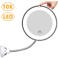 Miniatyrbild 2 av 4: Muggly flexibel spegel med LED-ljus 10x förstoring, stark sugkopp, sminkbordsspegelbelysning, sminkspegel