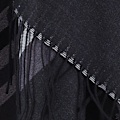 Miniatyrbild 4 av 5: Kvinnors Capes, Cape Style Höstkläder, Framtill Öppen Boho Buffalo Ull Cardigan, Oversized Rutig Cape Tröja med Fransar, Svart - Ränder