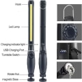 Miniatyrbilde 4 av 5: (Svart) Oppladbar LED arbeidslys med magnetisk og USB 360 graders rotasjon, oppladbar LED inspeksjonslys, inspeksjonslys for husholdningsarbeid