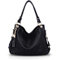 Miniatyrbild 1 av 5: Svart handväska dam stor mode axelväska läder crossbody väska tote shopping resväska med tofsar vinröd