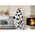 Miniatyrbillede 2 af 5: Sort og hvid ternet bærbart hættetrøjetæppe, oversized hættetrøjetæppe, bærbart tæppe til voksne, snuggle hættetrøjetæppe, sweatshirt-tæppe
