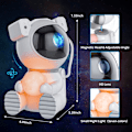 Miniatyrbilde 5 av 5: Astronautlampe Projektor, Galakseprojektor for soverom, LED Nebula nattlys for barn, romdekorasjon, fest, gave