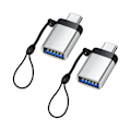Pikkukuva 1 / 5: (2 kpl pakkaus) (hopea) USB C - USB 3.0, USB C uros - USB 3.0 naaras -sovitin, yhteensopiva puhelimen, kannettavan tietokoneen ja PC:n kanssa