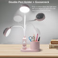 Miniatyrbillede 4 af 5: Børne skrivebordslampe, studielampe (lyserød) med penneholder, automatisk