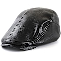 Miniatyrbillede 1 af 4: Herre Beret Cap Justerbar PU Læder Newsboy Ivy Gol Hat 56-60 C