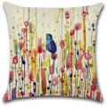 Pikkukuva 2 / 5: 45 x 45 cm tyynynpäälliset, 4 kappaleen pellavatyynynpäälliset, Sofa Bird -kukkakoristeet, ulkopuutarha, sänky, sohva, auto (45,7 x 45,7 cm)