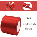Miniatyrbild 2 av 5: Rött satängband 75 mm x 22 m, presentband, syband, sidenband i siden för bröllopsdekoration, heminredning, festtårta, tårtförpackning, lådor, buq